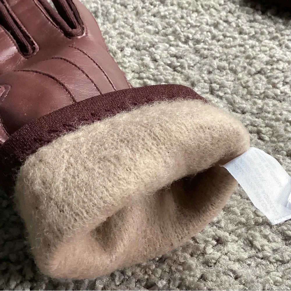 Vintage NOS Womens/Ladies OSFA Driving Gloves Burgundy w Thermal Insulation New! - Picture 7 of 10